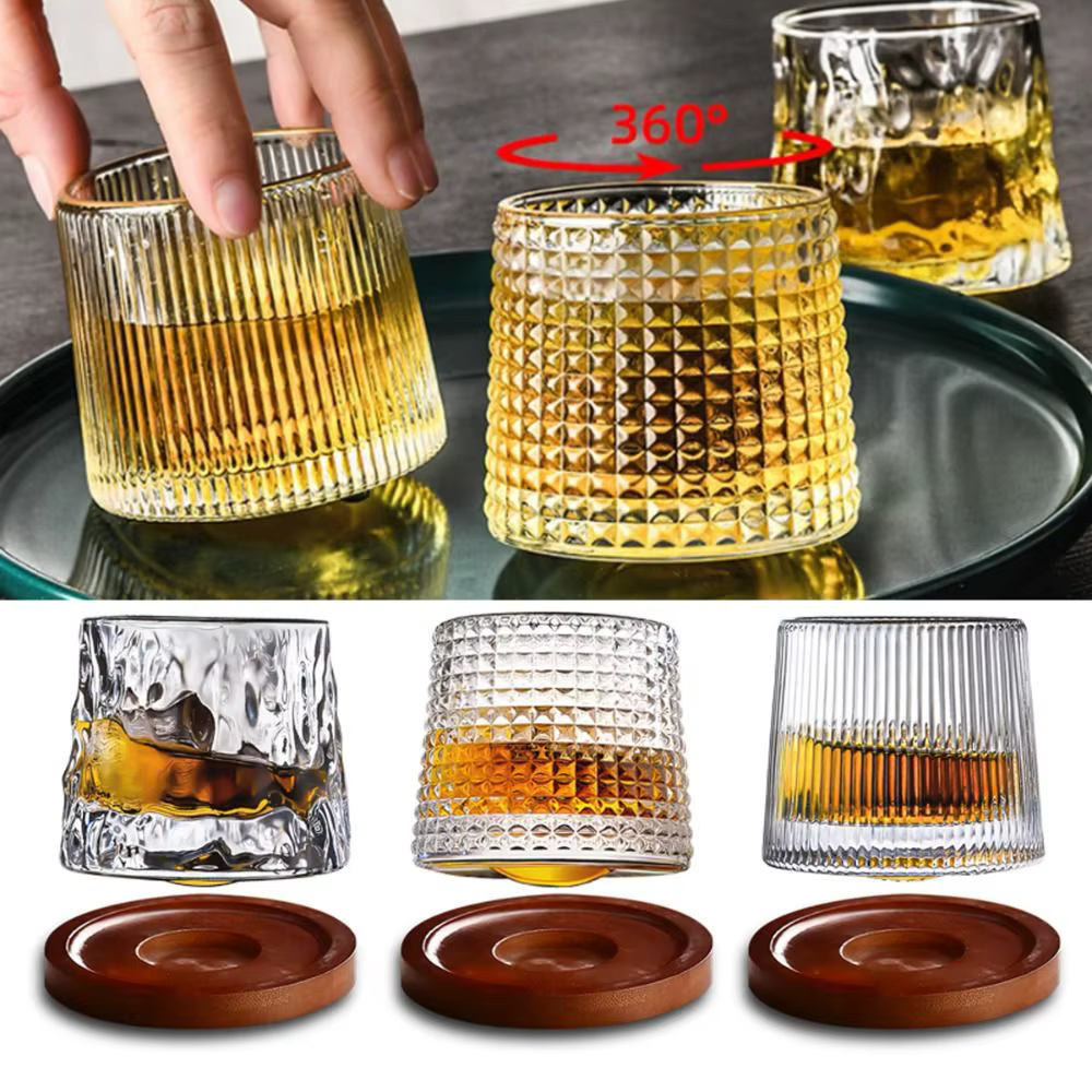 Verres à whisky rotatifs avec base