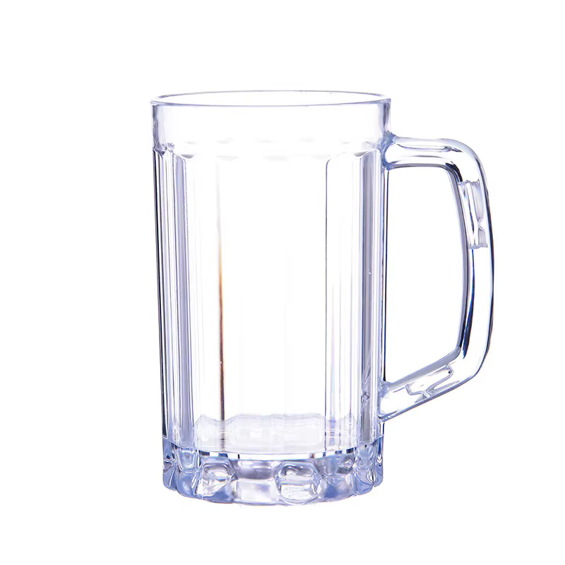 Mug à bière transparent 500 ml en plastique incassable – Idéal pour le petit-déjeuner