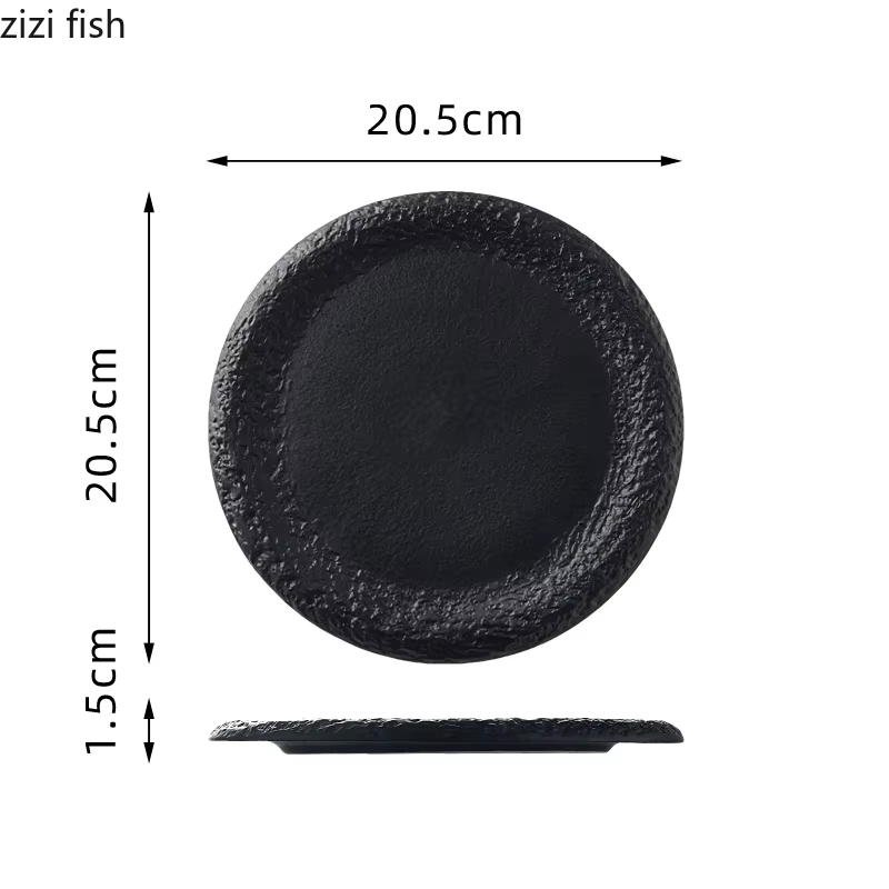 Assiette ronde en céramique noire