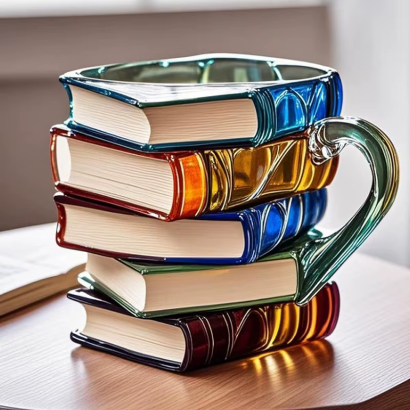 Livre peint artistique - Tasse en forme | Décor unique de tasse à café