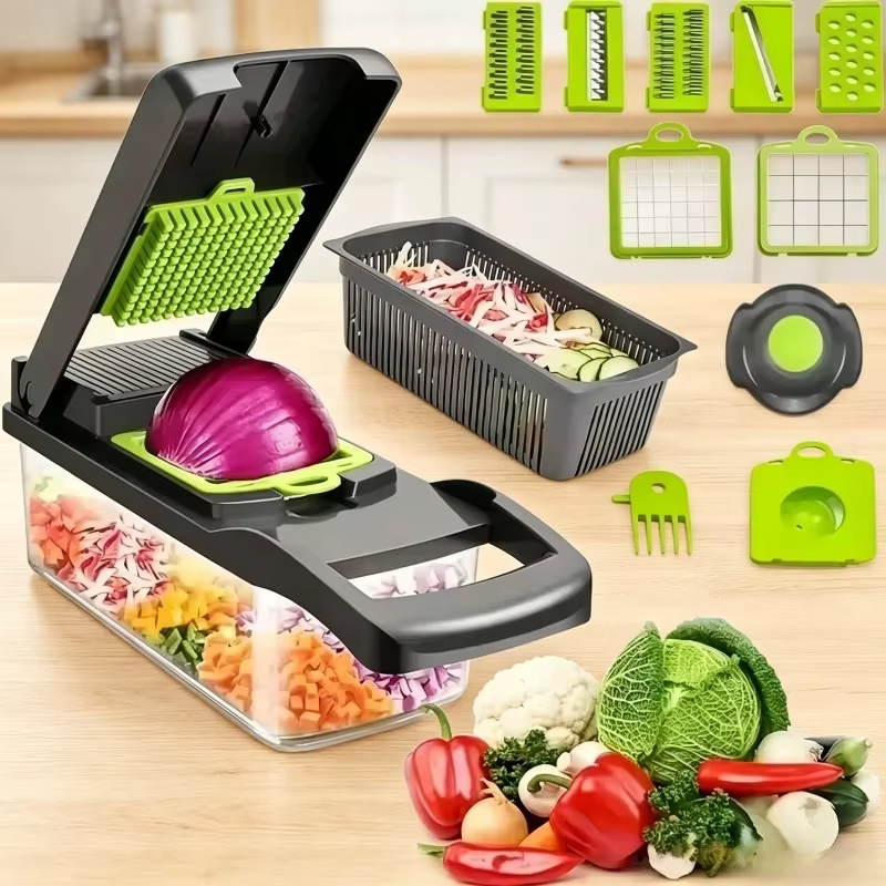 Ensemble de 16 couteaux de qualité supérieure, antiadhésifs, faciles à nettoyer, design compact pour location/cuisine compacte, lames amovibles, utilisation efficace de l'espace