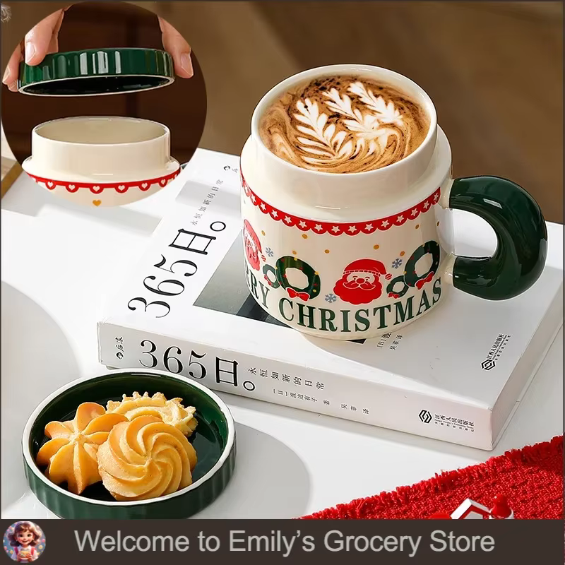 Tasse de Noël en céramique personnalisée avec couvercle
