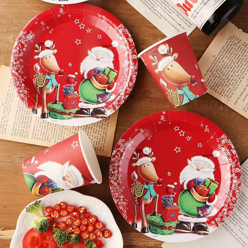 Vaisselle jetable pour fête de noël