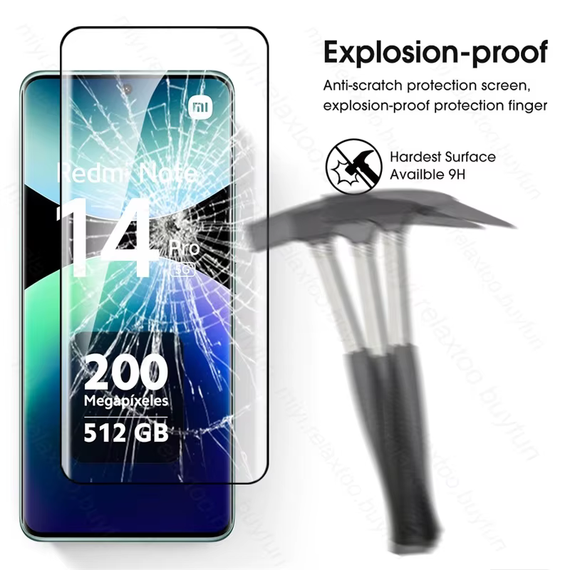 3 pièces verre de protection pour Redmi Note 14 Pro 5G 9D verre trempé Redmy Note14Pro Note15 Note14 Pro + 4/5G protecteur d'écran incurvé