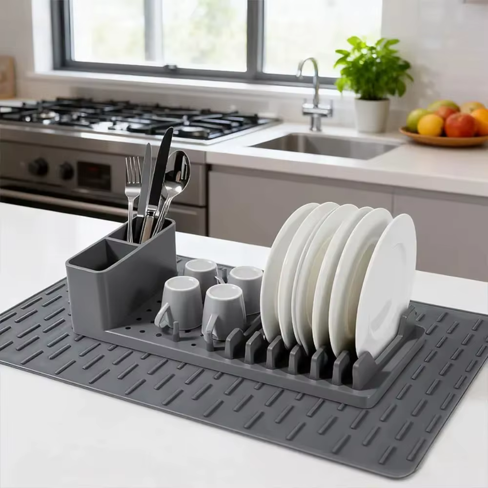 Égouttoir à vaisselle en silicone pliable