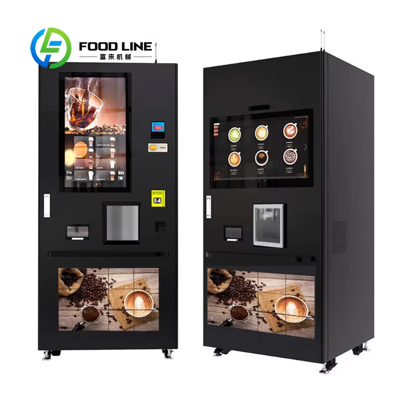 Machine à café distributrice intelligente entièrement automatique, écran tactile de 32 pouces, 16 types de expresso chaud glacé, fraîcheur moulu