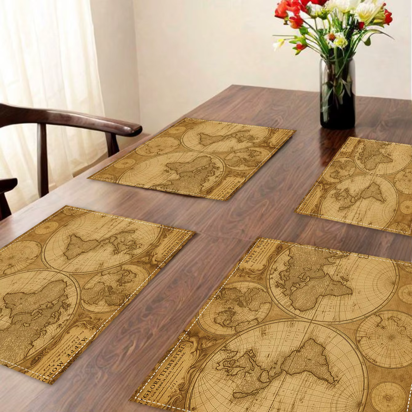 Set de table en lin floral vintage