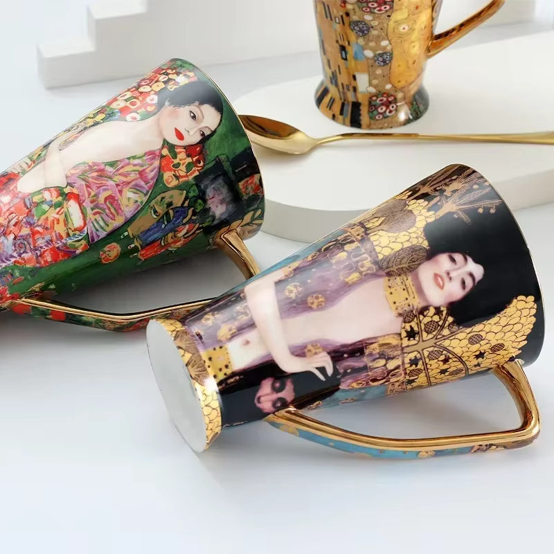 Tasse à café en porcelaine gustav klimt