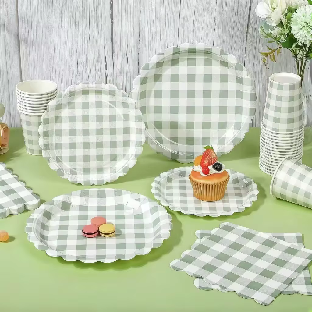 Nouvelle vaisselle de fête à thème en dentelle verte