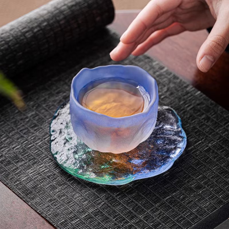 Glacier de style japonais bleu-vert marée nationale vent petite tasse à thé