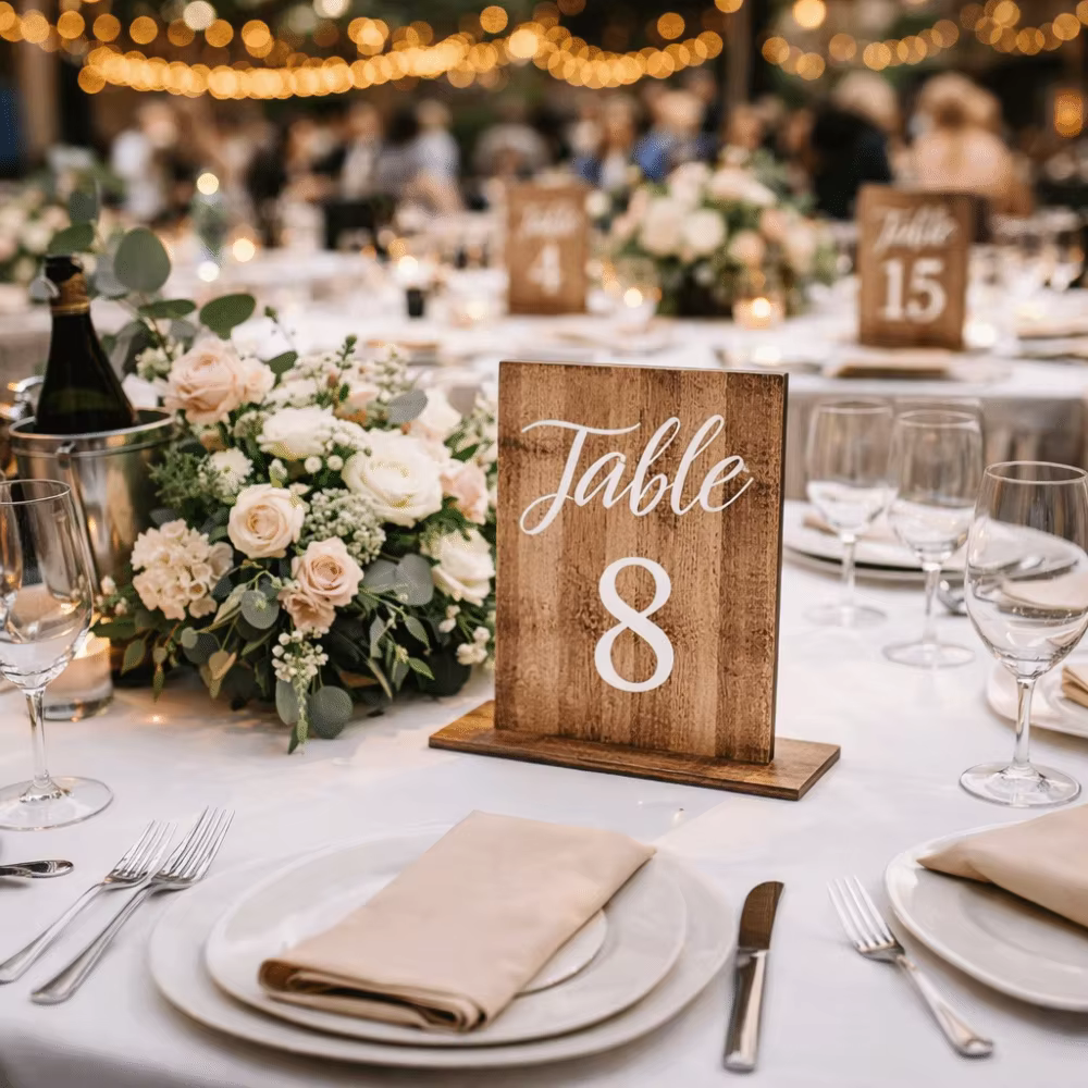 Numéros de table double face pour mariage