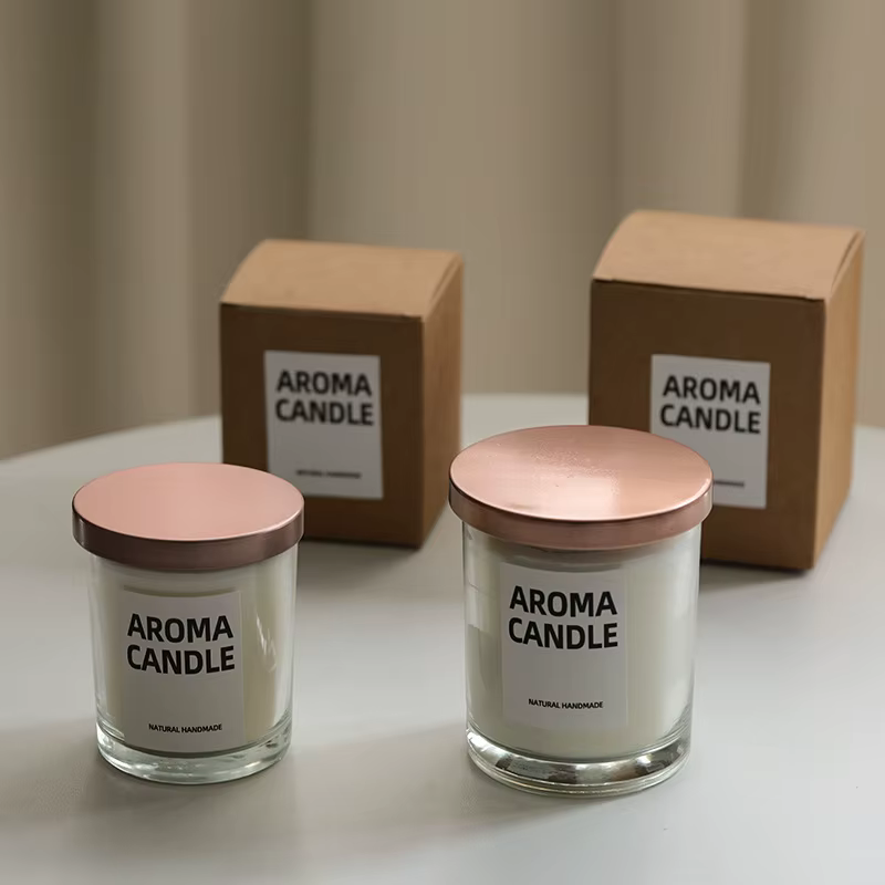 Bougeoirs en verre avec supports d'aromathérapie en métal