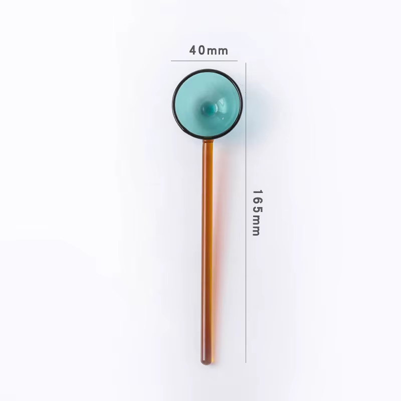 Cuillère en verre borosilicate écologique réutilisable avec brosses pour smoothies