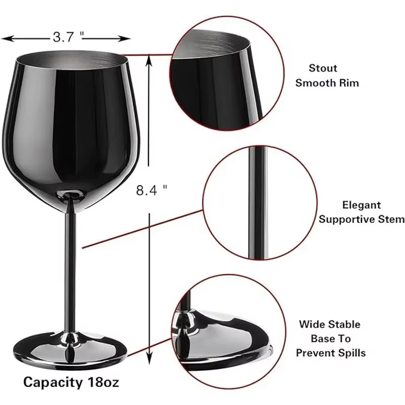 Verre à vin en acier inoxydable de 500ml