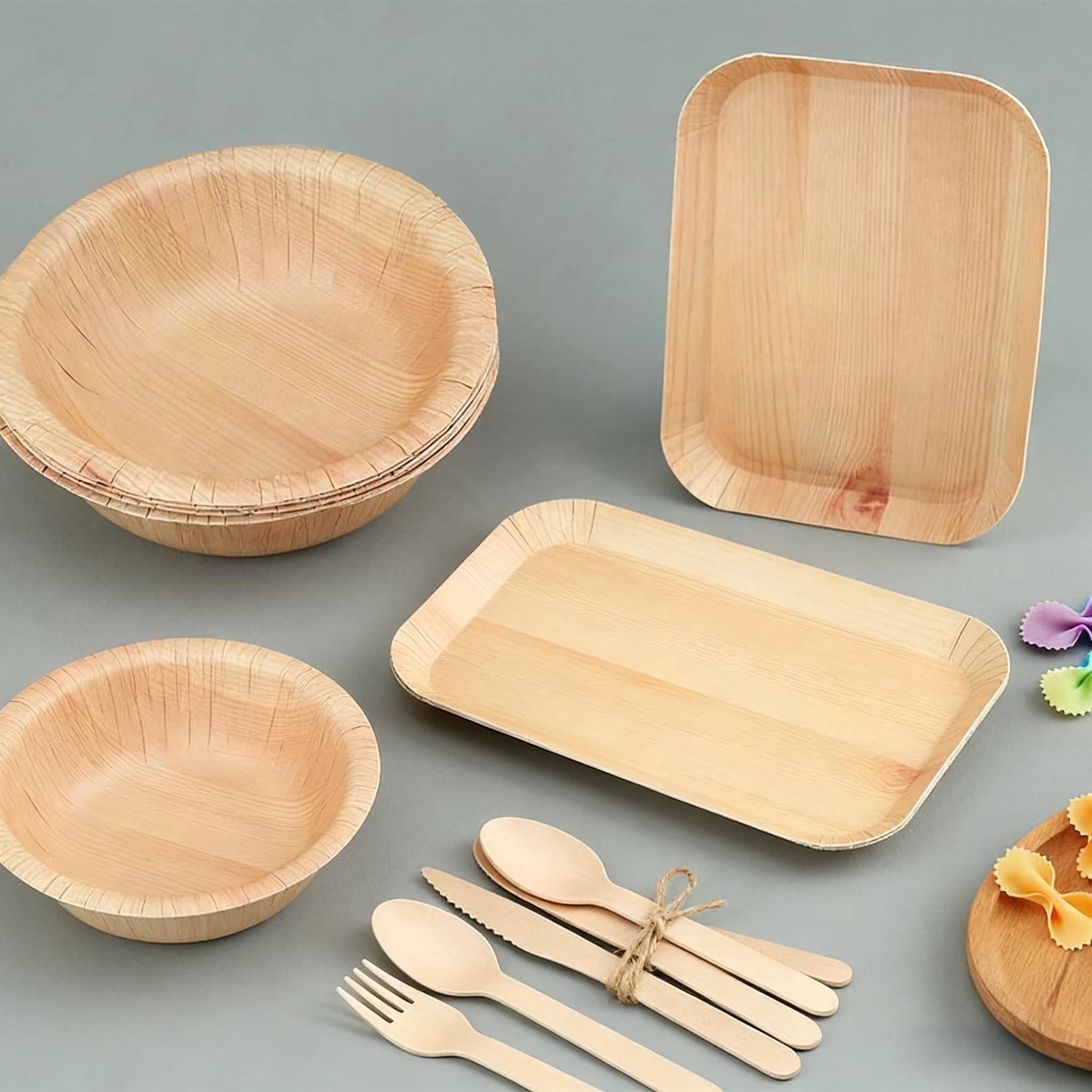 Bols en papier jetables en Grain de bois