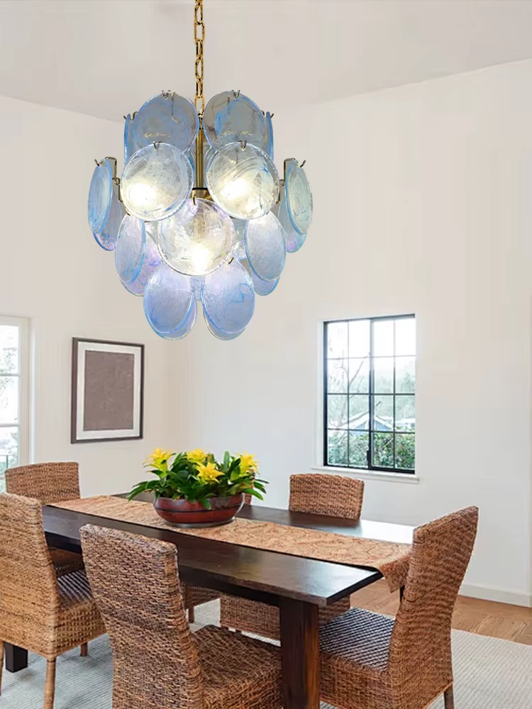 Cercle bleu lustres en verre Art Vintage américain classique salon Design idée maison déco Restaurant lampes suspendues Lustre