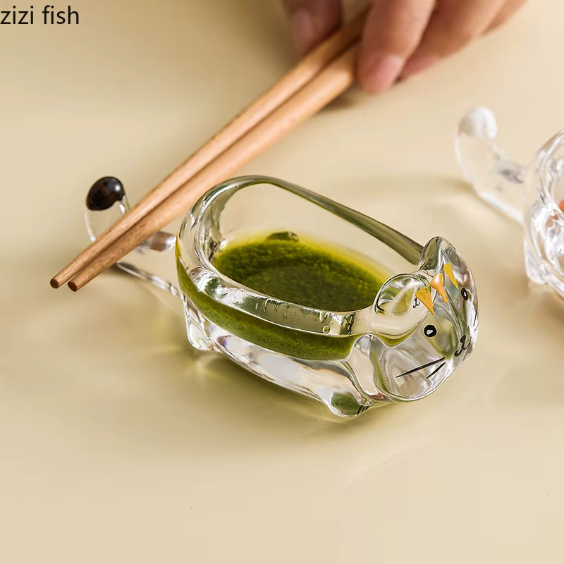 Plat d'assaisonnement en verre de cristal pour chat