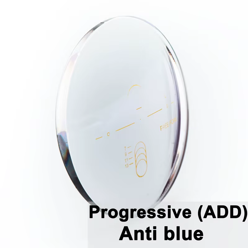 Une paire de lentilles optiques progressives multifocales et Anti-lumière bleue, myopie presbytie, résistant aux rayures, indice 1.56 1.61 1.67