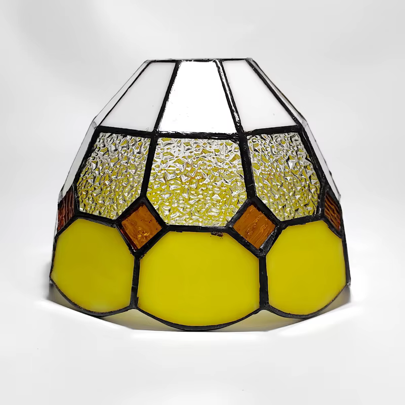 Abat-jour en verre teinté jaune à carreaux de 16 cm pour lampes suspendues, appliques murales, ventilateurs de plafond, remplacement d'abat-jour