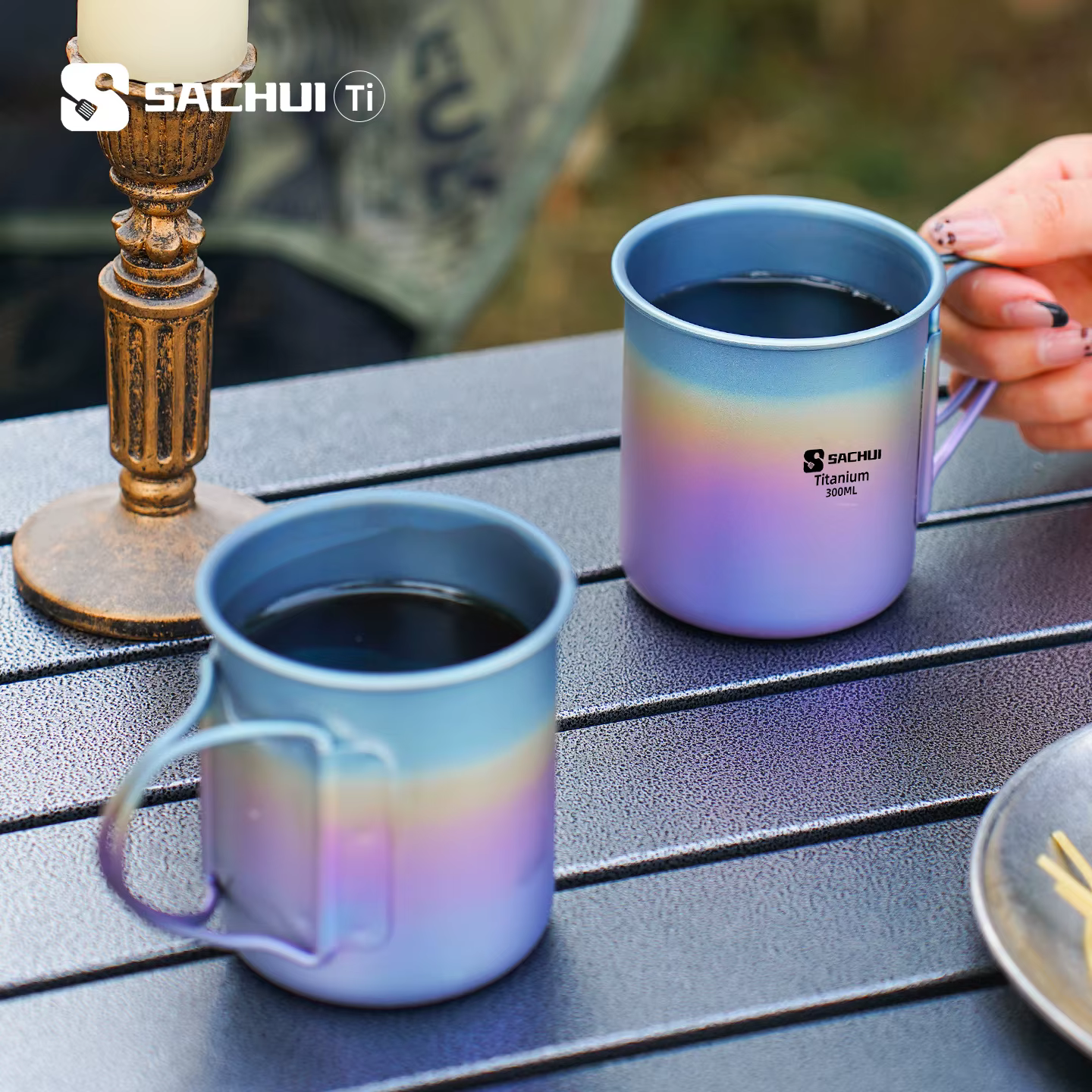 Tasse à thé et café portable ultralégère en titane coloré