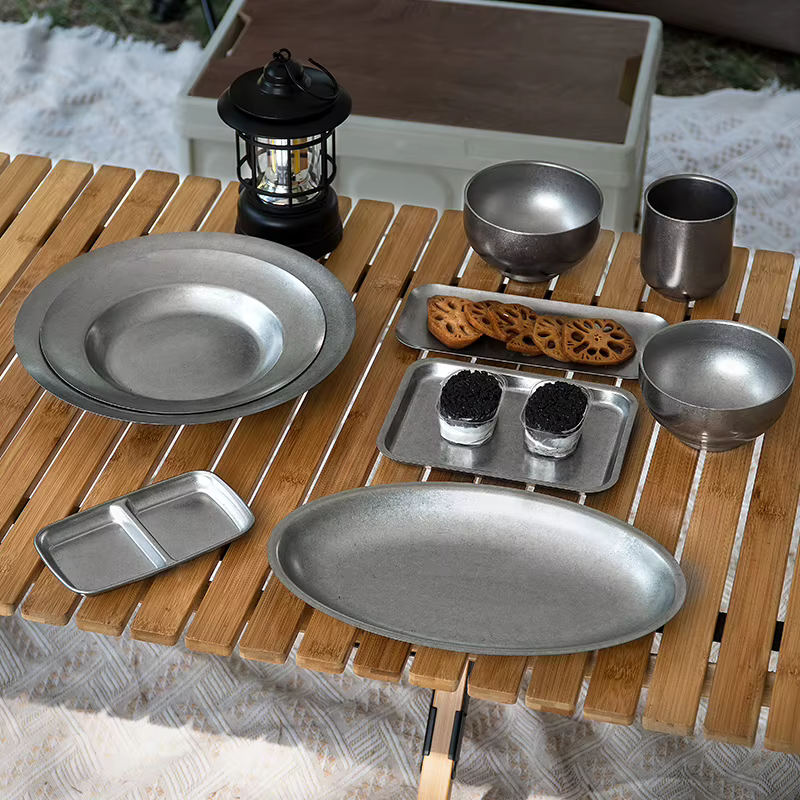 Nouveau ensemble de couverts rétro assiettes vaisselle bols