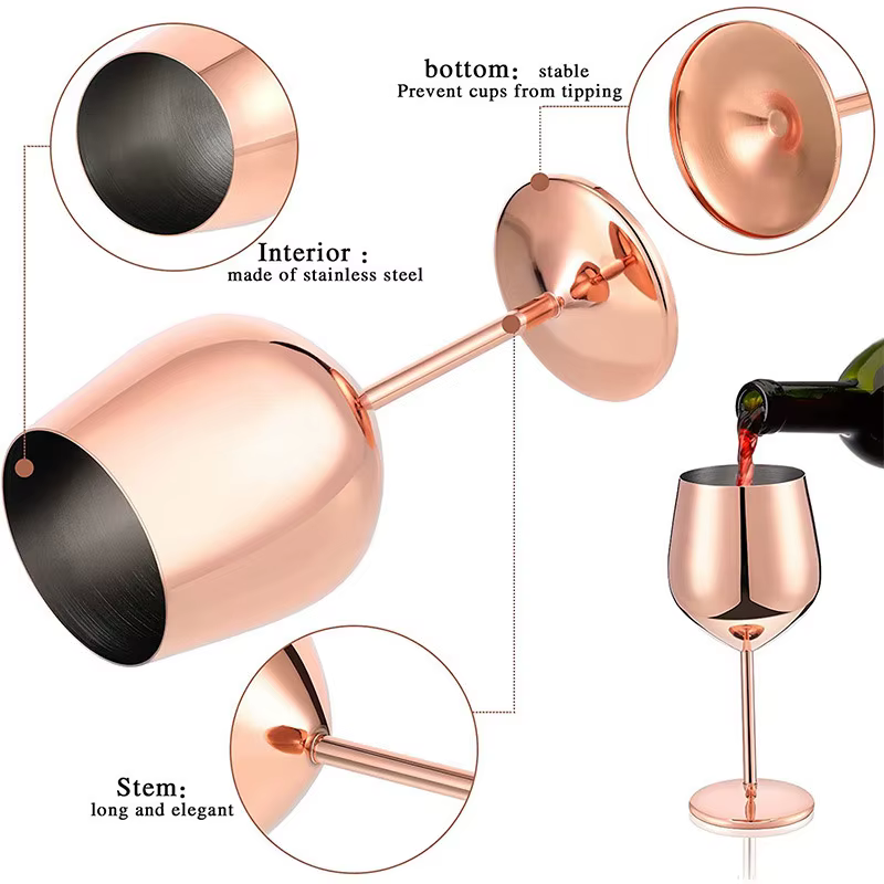 Verre à vin rouge et cocktail en acier inoxydable de 500 ml