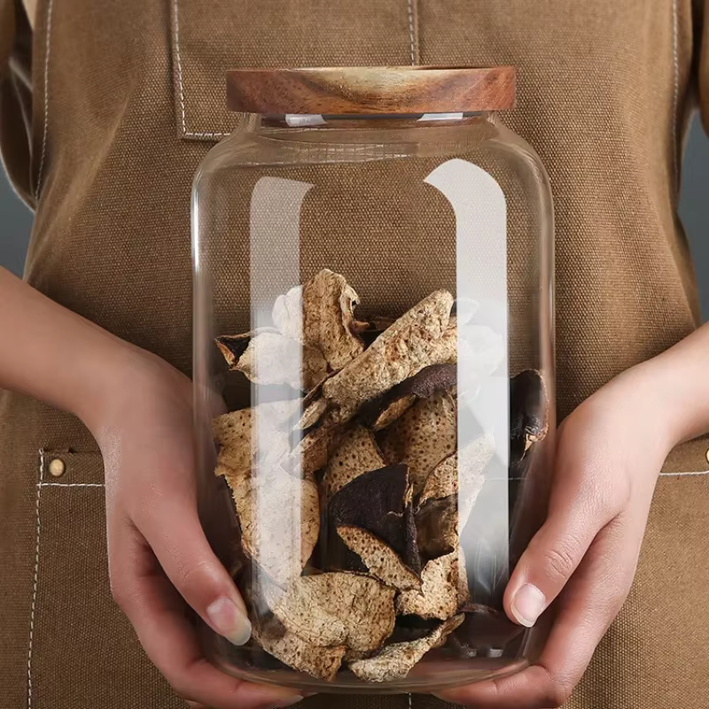 Bocal rond en verre borosilicaté avec couvercle