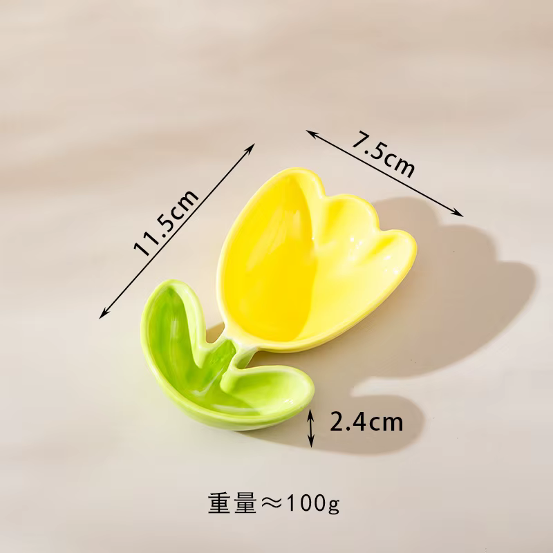 Plat d'assaisonnement en céramique fleur de tulipe