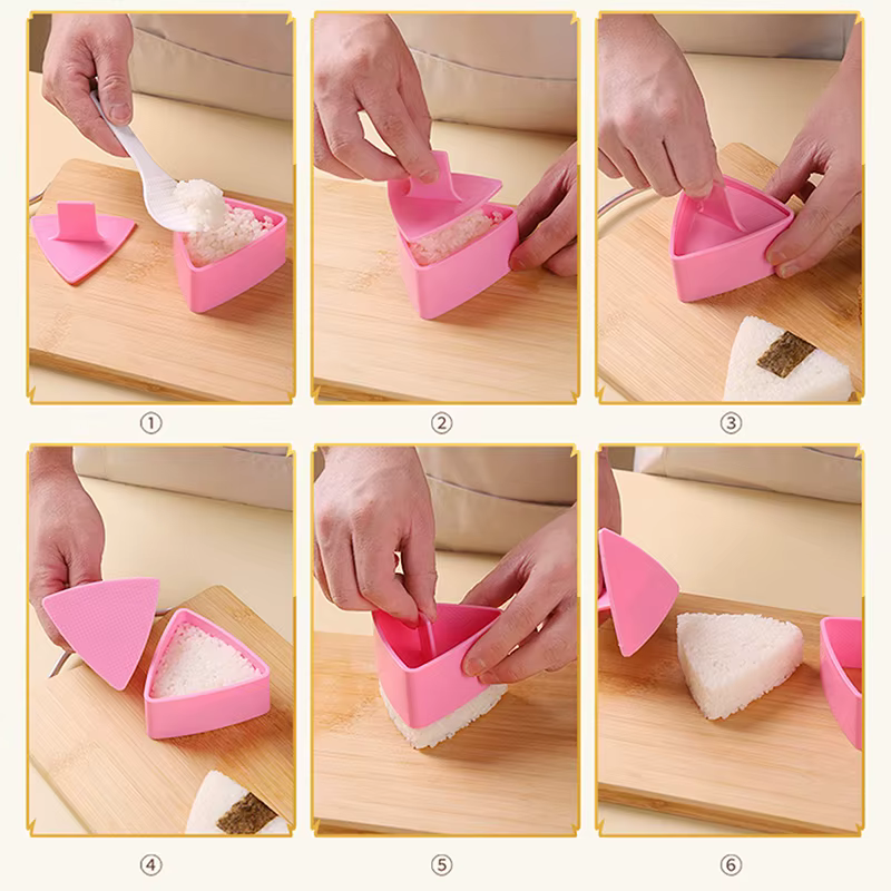 Moule Onigiri – Kit de fabrication de boules de riz Bento japonais antiadhésif pour le déjeuner des enfants