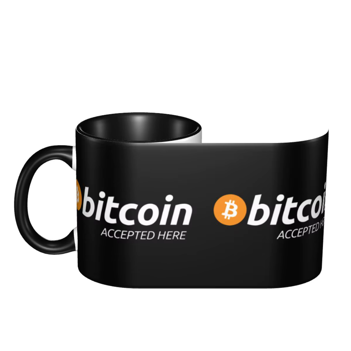 Bitcoin accepté ici tasse à café bricolage personnalisé en céramique thé lait