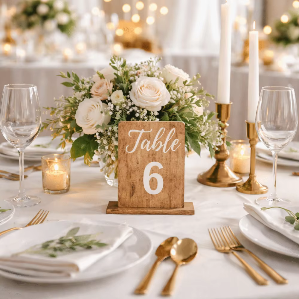 Numéros de table double face pour mariage