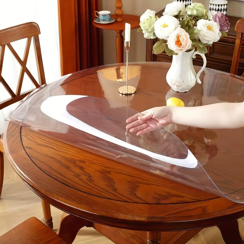 Protège-table rond transparent en PVC épais