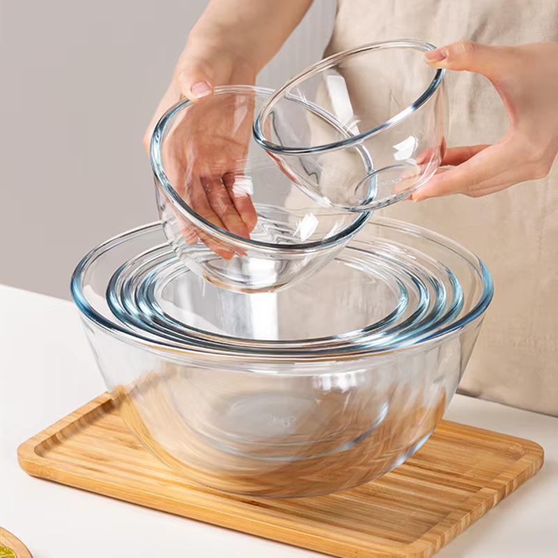Bol à salade en verre transparent résistant à la chaleur