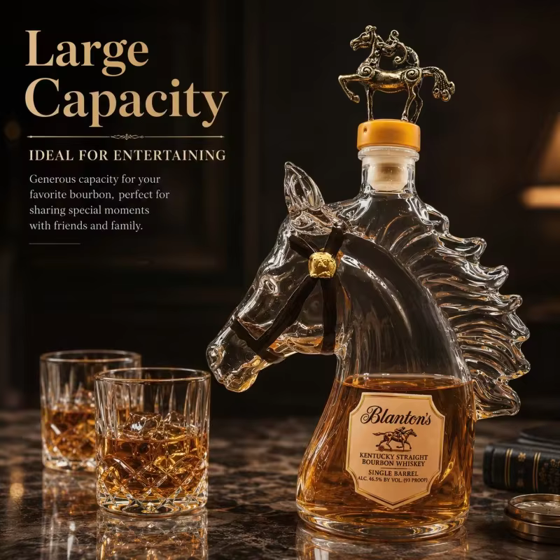 Carafe à whisky en verre en forme de cheval Blanton's