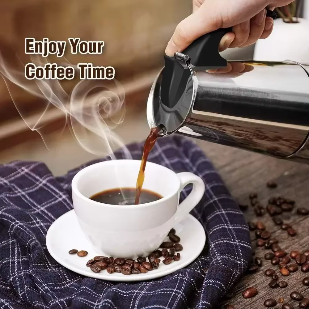 Cafetière Moka Pot 50ml-600ml cafetière en acier inoxydable, Machine à café italienne adaptée aux cuisinières à Induction cafetière