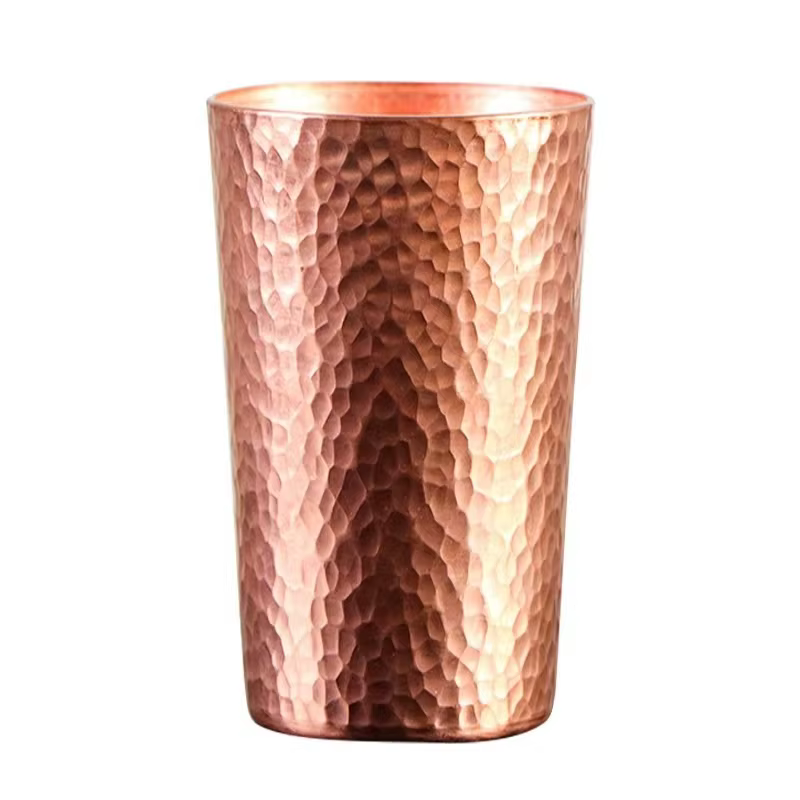 Tasse artisanale vintage en cuivre pur avec texture martelée épaissie