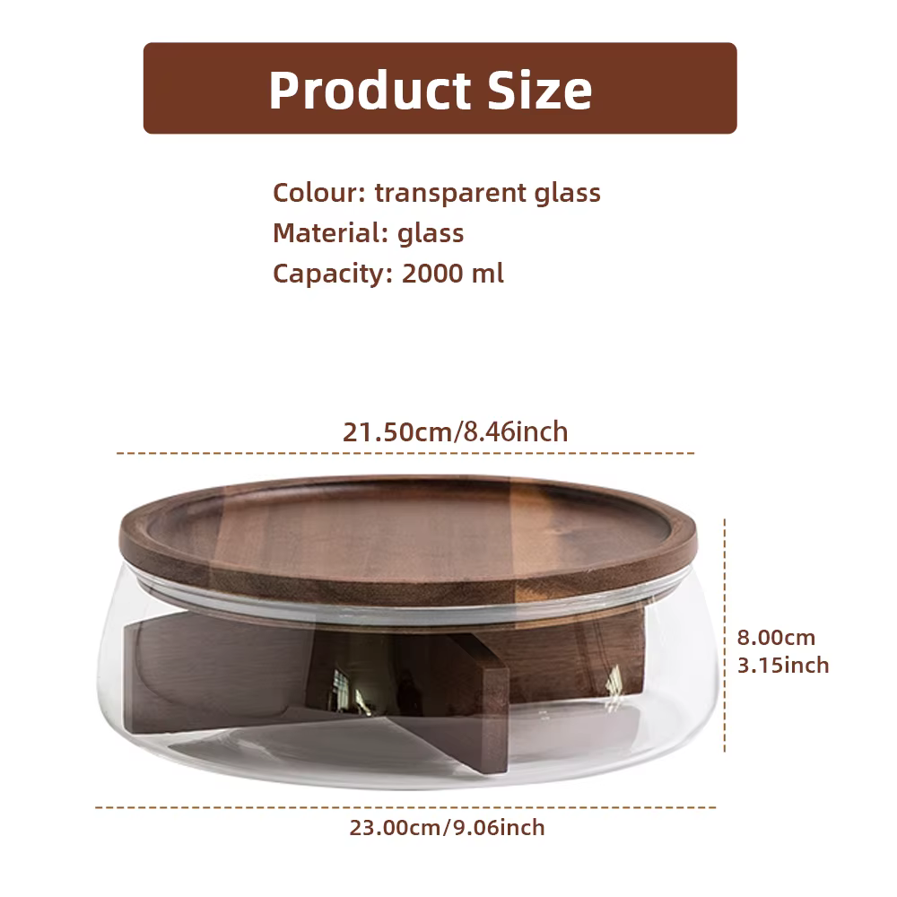 Conteneur de stockage des aliments en verre avec couvercle en bois