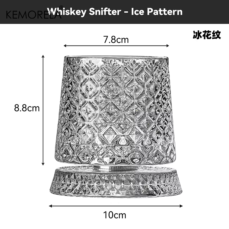 1 verre à whisky rotatif avec base en verre