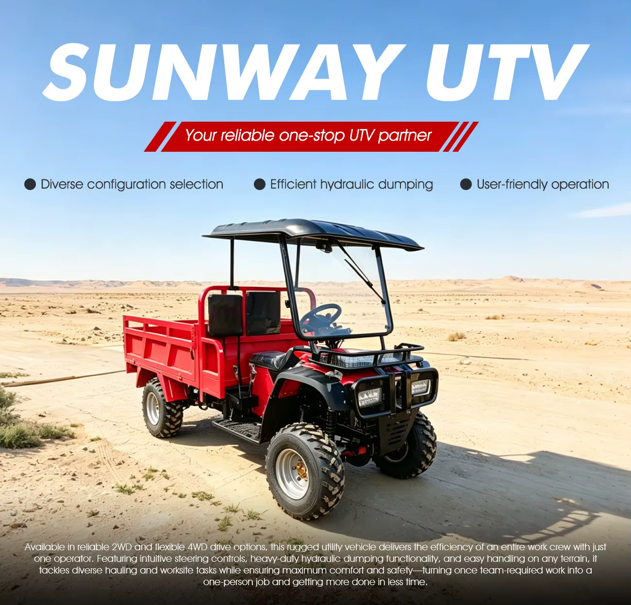Véhicule utilitaire agricole 4x4 avancé de 400 cm³ avec remorque pour adultes, idéal pour le transport agricole et les services sur le terrain