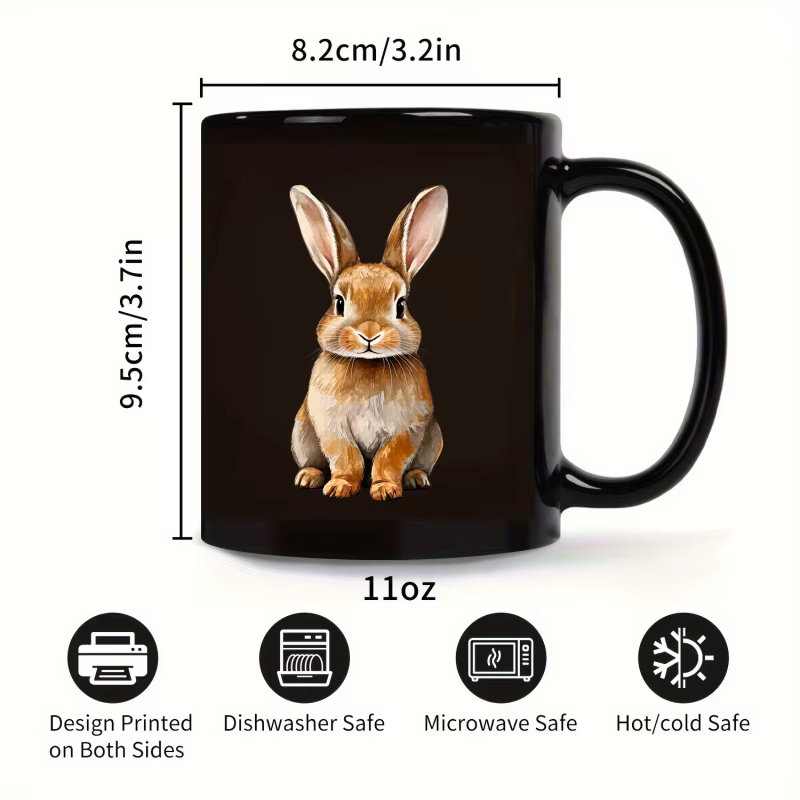 La tasse à café en céramique imprimé animal lapin noir convient à la maison