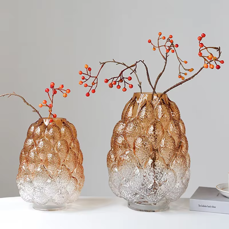 Vase en verre abstrait à motif grainé dégradé, accessoires hydroponiques, terrarium en verre, accessoires de décoration pour la maison
