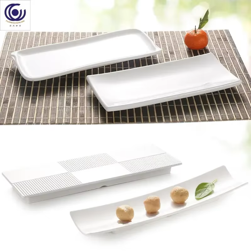 Assiette rectangulaire en plastique imitation mélamine