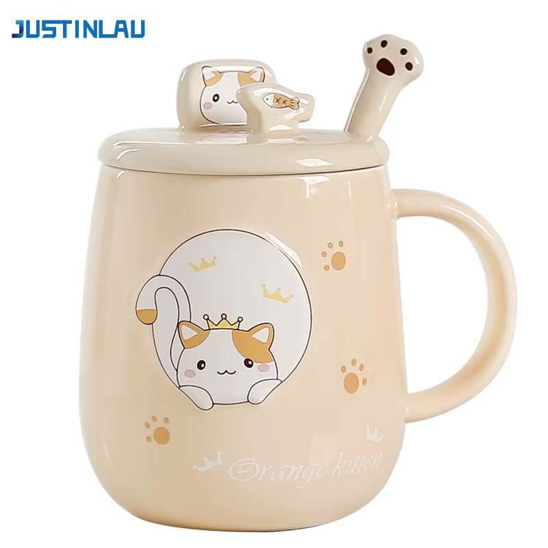 JUSTINLAU tasse chat avec couvercle et bec créativité