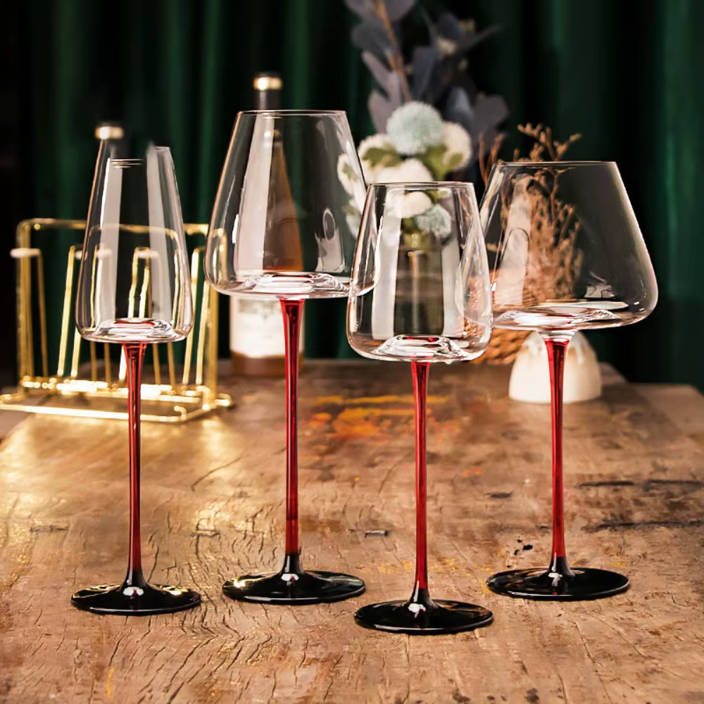 Verres à vin rouge en cristal soufflé à la main