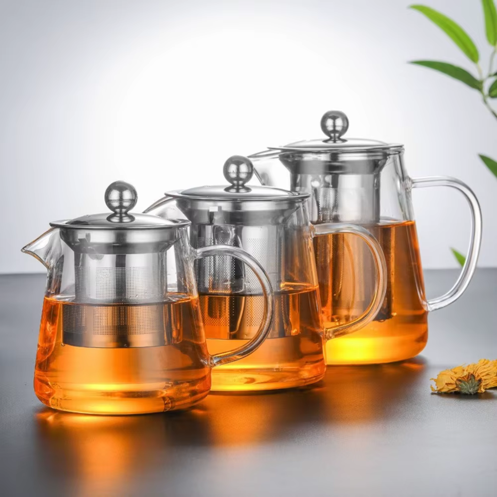 Théière en verre borosilicate résistant à la chaleur