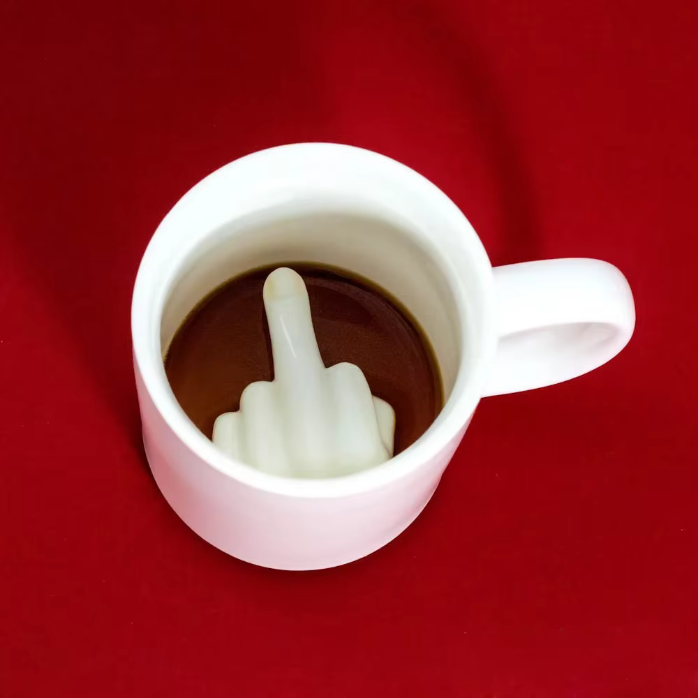 Tasse à Café Créative en Céramique avec Doigt du Milieu
