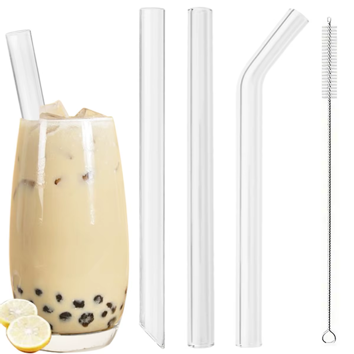 Pailles en verre borosilicaté réutilisables