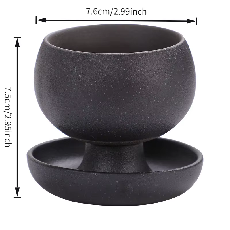 2 tasses à café en céramique de 150 ml avec soucoupes