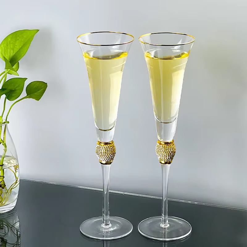 Verre Créatif à Bords Dorés pour Vin Rouge, Cocktail, Champagne, Whisky, Bar, ix, Gobelet, Fournitures de Mariage, Cadeau, 2 Pièces