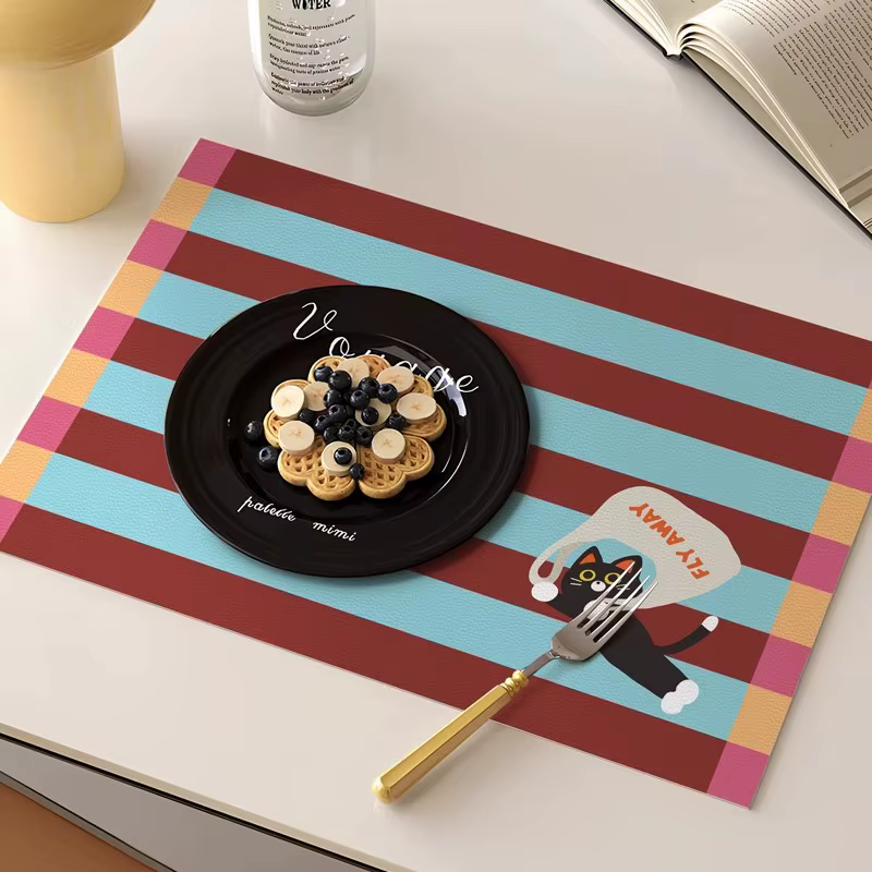 Napperons de salle à manger rétro Dopamine chats